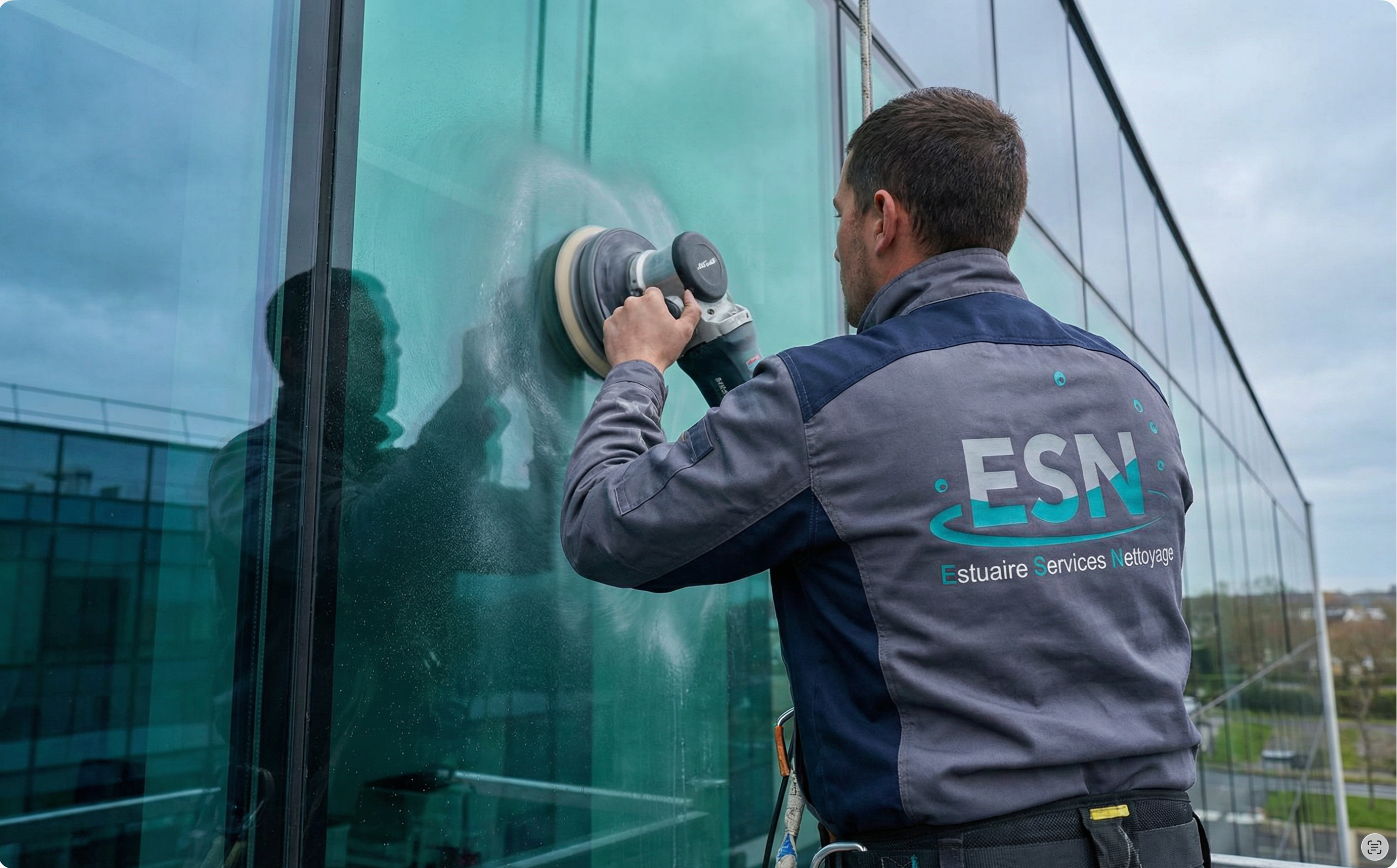 Contrôle d’un vitrage sur table par des techniciens ESN