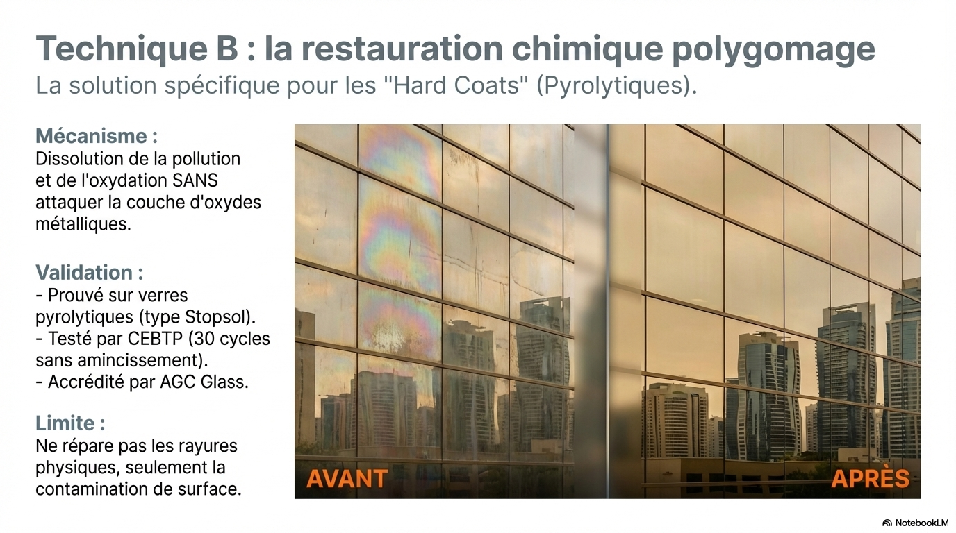 Exemple avant après de remise en état d’une façade vitrée